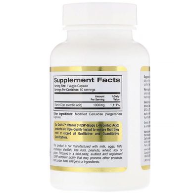Витамин С (California Gold Nutrition, Gold C, Vitamin C), 1000 мг, 60 капсул