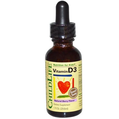 Витамин Д-3 для детей с ягодным вкусом (ChildLife, Vitamin D3, Natural Berry Flavor), 30 мл