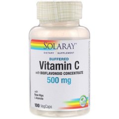 Буферный витамин С с биофлавоноидами (Solaray, Buffered Vitamin C), 500 мг, 100 вегетарианских капсул