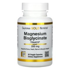 Магния Глицинат (California Gold Nutrition, Magnesium Bisglycinate), 60 вегетарианских капсул