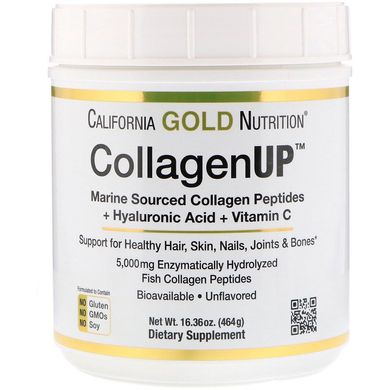 Рыбий Коллаген + Гиалуроновая кислота (California Gold Nutrition, CollagenUP), 464 г