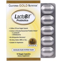 Пробиотик ЛактоБиф (California Gold Nutrition, LactoBif Probiotics), 5 млрд, 10 капсул