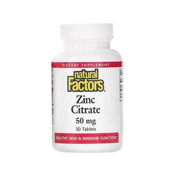 Цитрат цинка (Natural Factors, Zinc Citrate), 50 мг, 30 таблеток