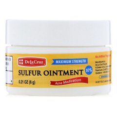 Сірчана мазь, засіб від прищів (De La Cruz, Sulfur Ointment, Acne Medication), 6 г