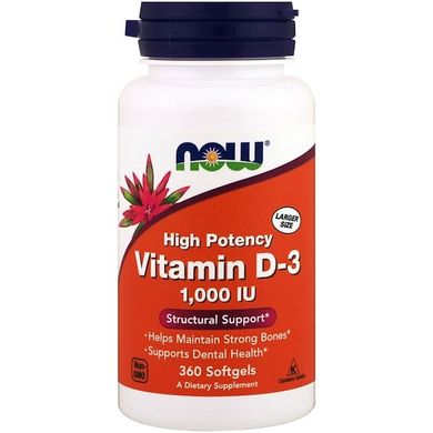 Вітамін D-3 (Now Foods, Vitamin D-3), 1000 МО, 360 м'яких капсул