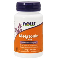 Мелатонин (Now Foods, Melatonin), 5 мг, 60 вегетарианских  капсул