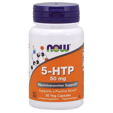 5-Гідроксітріптофан (Now Foods, 5-HTP), 50 мг, 30 вегетаріанських капсул