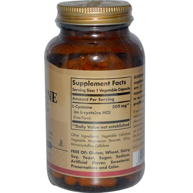 L–Цистеїн (Solgar, L-Cysteine), 500 мг, 90 вегетаріанських капсул