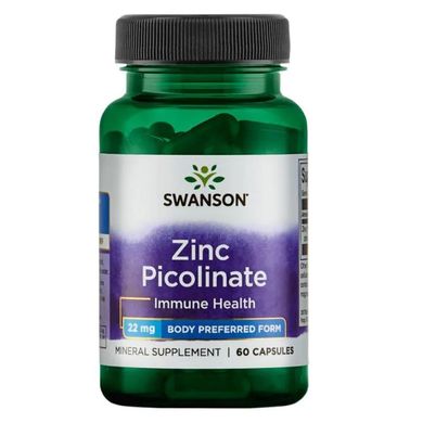 Цинк Пиколинат  (Swanson, Zinc Picolinate), 22 мг, 60 капсул