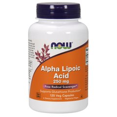 Альфа-Липоевая Кислота (Now Foods, Alpha Lipoic Acid), 250 мг, 120 вегетарианских капсул