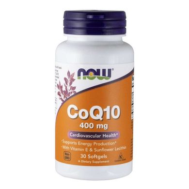 Коензим Q10 (Now Foods, CoQ10), 400 мг, 30 м'яких капсул