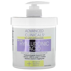 Лосьйон для тіла, Гіалуронова кислота, миттєве зволоження, Advanced Clinicals, Hyaluronic Acid, Instant Skin Hydrator, 454 г