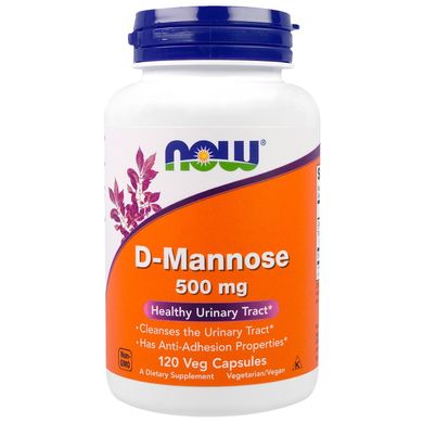 D-маноза (Now Foods, D-Mannose), 500 мг, 120 вегетаріанських капсул