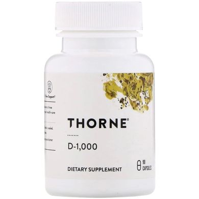 Витамин Д3, 1000 МЕ (Thorne Research, D-1,000), 90 капсул