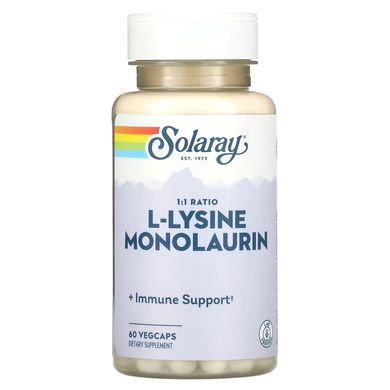 L-Лізин Монолаурін 1:1 (Solaray, L-Lysine Monolaurin1:1), 60 вегетаріанських капсул