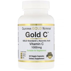 Вітамін С (California Gold Nutrition, Gold C, Vitamin C), 1000 мг, 60 капсул