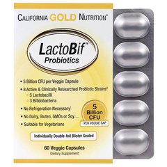 Пробіотик ЛактоБіф (California Gold Nutrition, LactoBif Probiotics), 5 млрд, 60 капсул
