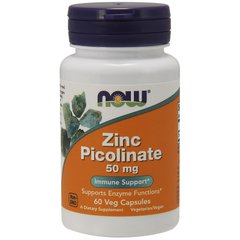 Цинк пиколинат (Now Foods, Zinc Picolinate), 50 мг, 60 вегетарианских капсул