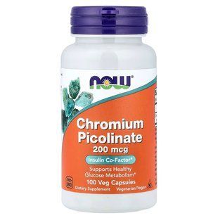 Хром пиколинат (Now&nbsp;Foods, Chromium Picolinate), 200 мкг, 100 вегетарианских капсул