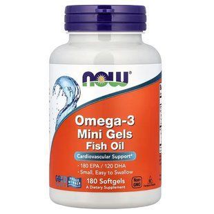 Омега-3 мини  капсулы (Now Foods, Omega-3 Mini Gels), 180 мягких капсул