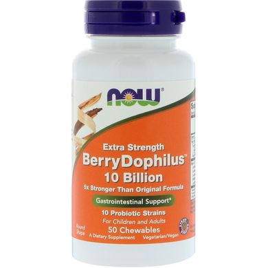 Пробиотик, вкус ягод (Now Foods, Berry Dophilus, Extra Strength), 50 жевательных таблеток