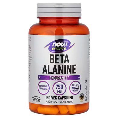 Бета-аланін (NOW Foods, Sports, Beta-Alanine, Endurance), 750 мг, 120 вегетаріанських капсул
