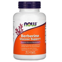 Берберин, поддержка уровня глюкозы (Now Foods, Berberine Glucose Support), 90 мягких капсул