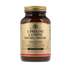 L-Пролін L-Лізин (Solgar, L-Proline/L-Lysine) 500/500 мг, 90 таблеток
