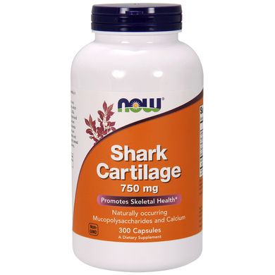 Акулий Хрящ (Now Foods, Shark Cartilage), 750 мг, 300 капсул
