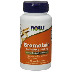 Бромелайн (Now Foods, Bromelain), 500 мг, 60 вегетаріанських капсул