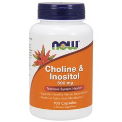 Холин и Инозитол (Now Foods, Choline & Inositol), 500 мг, 100 капсул