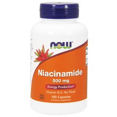 Ниацинамид (Now Foods, Niacinamide), 500 мг, 100 капсул