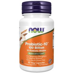 Пробиотик-10, 100 млрд (Now Foods, Probiotic-10), 30 вегетарианских капсул