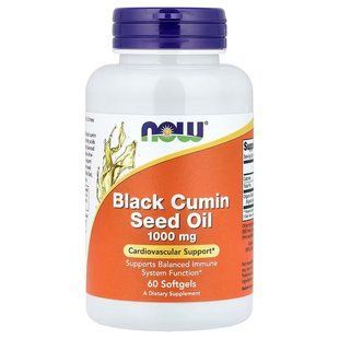 Олія насіння чорного кмину (Now Foods, Black Cumin Seed Oil), 1000 мг, 60 м'яких карсул