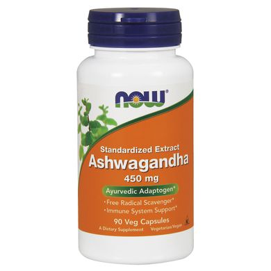 Ашвагандха (Now Foods, Ashwagandha), 450 мг, 90 вегетаріанських капсул