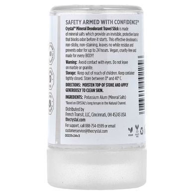 Мінеральний дезодорант, без запаху (Crystal Body Deodorant, Mineral Deodorant Stick, Unscented), 40 г