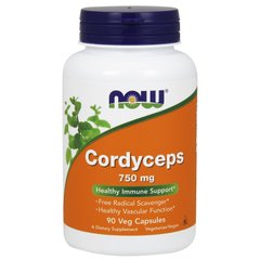 Кордицепс (Now Foods, Cordyceps), 750 мг, 90 вегетаріанських капсул