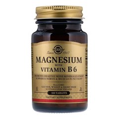 Магній з вітаміном B6 (Solgar, Magnesium, with Vitamin B6), 100 таблеток