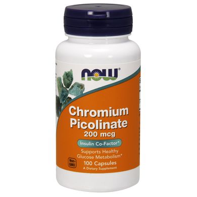 Хрома пиколинат (Now Foods, Chromium Picolinate), 200 мкг, 100 вегетарианских капсул