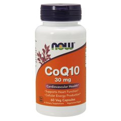 Коензим Q10 (Now Foods, CoQ10), 30 мг, 60 вегетаріанських капсул
