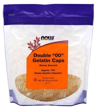 Пустые капсулы "00" (Now Foods, Double "00" Gelatin Caps), 750 капсул (0,7 - 0,9 г)