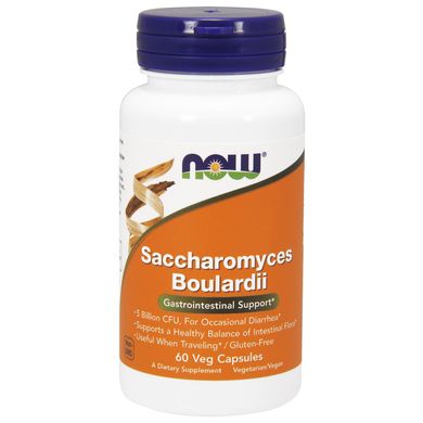 Сахароміцети Буларді (Now Foods, Saccharomyces Boulardii), 60 вегетаріанських капсул