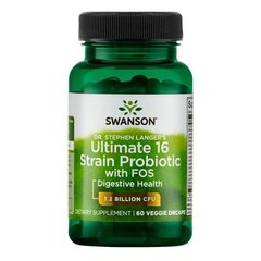 Пробіотик (Swanson, Dr. Stephen Langer's Ultimate 16 Strain Probiotic with FOS), 3,2 млрд КУО, 60 вегетаріанських капсул