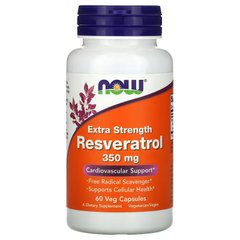 Ресвератрол Экстра сила (NOW Foods, Extra Strength Resveratrol), 350 мг, 60 вегетарианских капсул