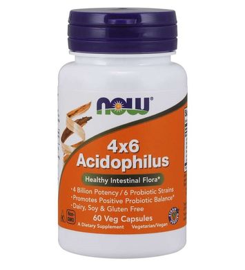 Ацидофилус (Now Foods, 4*6 Acidophilus), 60 вегетарианских капсул