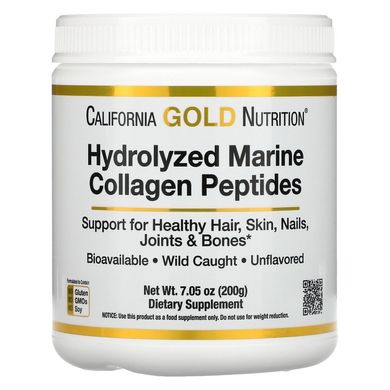 Морський Колаген Гідролізований (California Gold Nutrition, Hydrolyzed Marine Collagen Peptides), 200 г