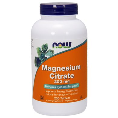 Магния Цитрат (Now Foods, Magnesium Citrate), 200 мг, 250 таблеток