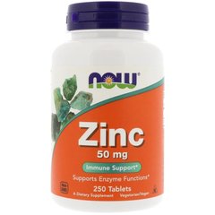 Цинк (Now Foods, Zinc), 50 мг, 250 таблеток