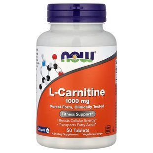 L-Карнитин (Now&nbsp;Foods, L-Carnitine), 1000 мг, 50 таблеток