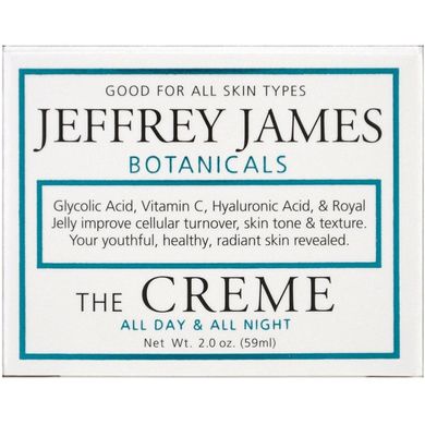 Крем, Весь День и Вся Ночь (Jeffrey James Botanicals, The Creme, All Day & All Night), 59 мл